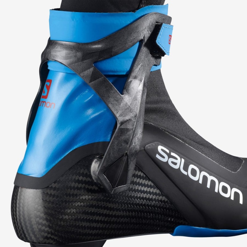 Women's Salomon S/LAB CARBON SKATE PROLINK Ski Boots Black / Blue | IN3564MQZ