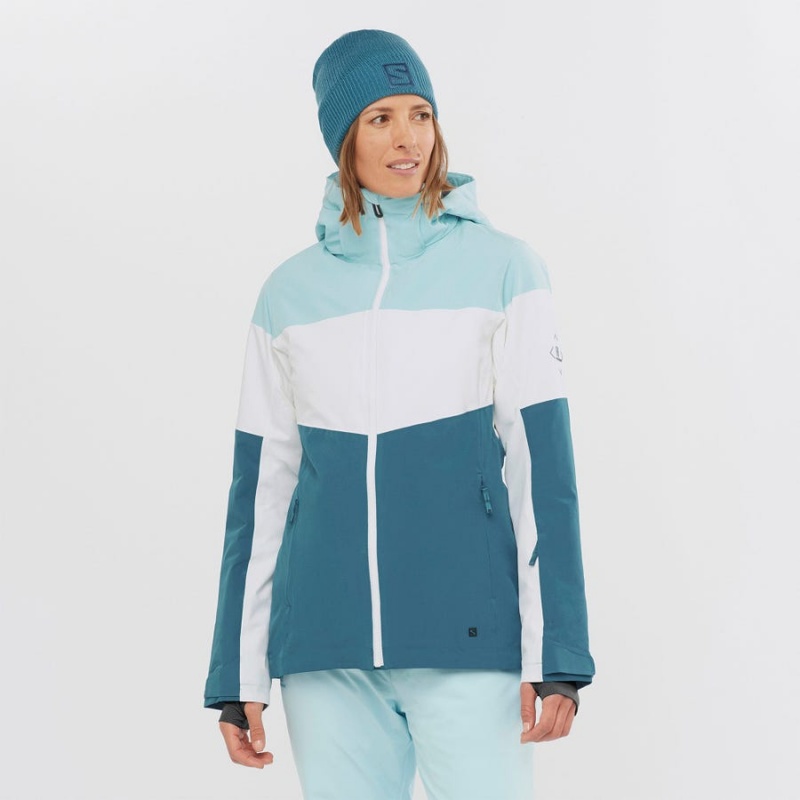 Women's Salomon SLALOM Ski Jackets Blue | IN3223BEX