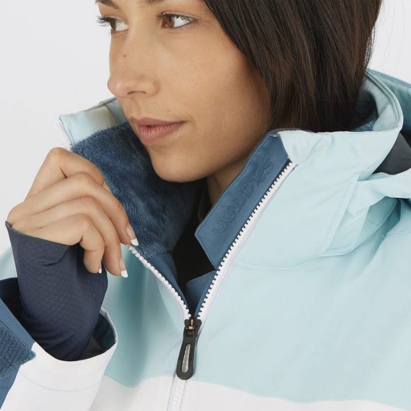 Women's Salomon SLALOM Ski Jackets Blue | IN3223BEX