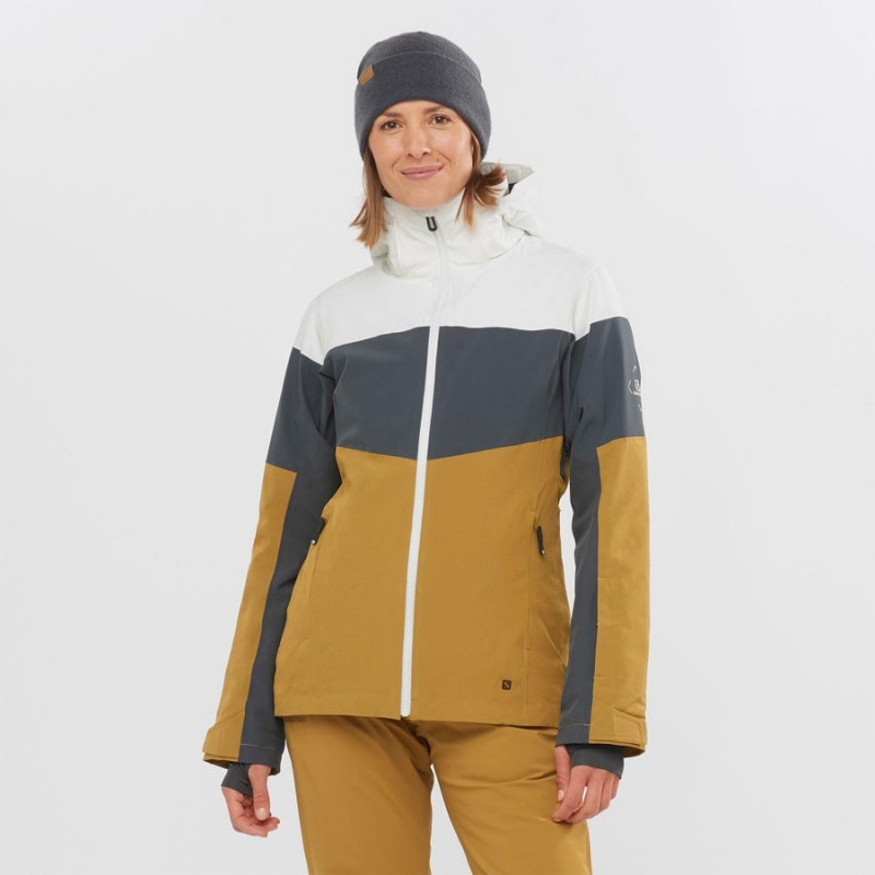 Women's Salomon SLALOM Ski Jackets Brown | IN3220XYU