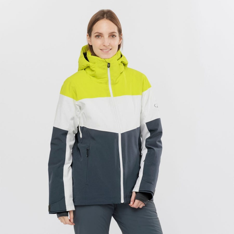 Women's Salomon SLALOM Ski Jackets Green | IN3221CTV