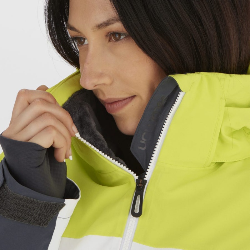 Women's Salomon SLALOM Ski Jackets Green | IN3221CTV