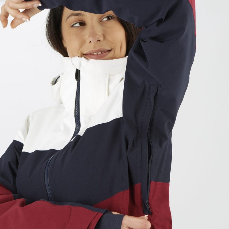 Women's Salomon SLALOM Ski Jackets Red | IN3219ZUT