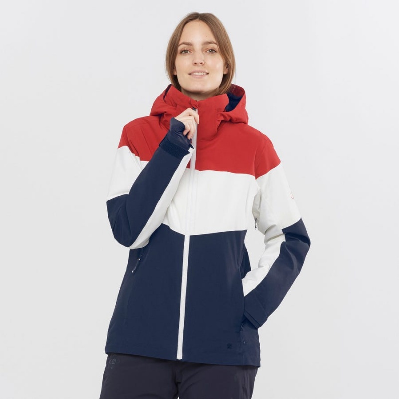 Women's Salomon SLALOM Ski Jackets White | IN3222VRW