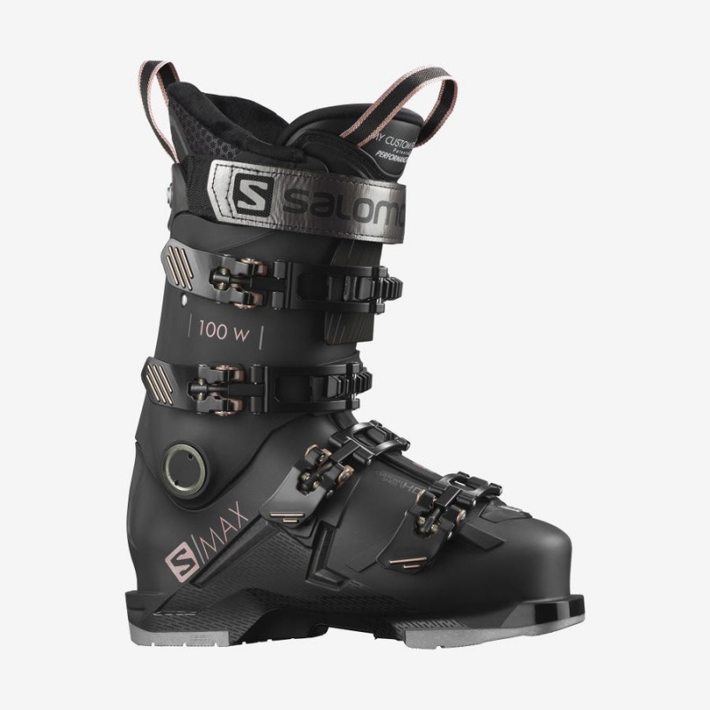 Women\'s Salomon S/MAX 100 Ski Boots Black | IN3558ZUT