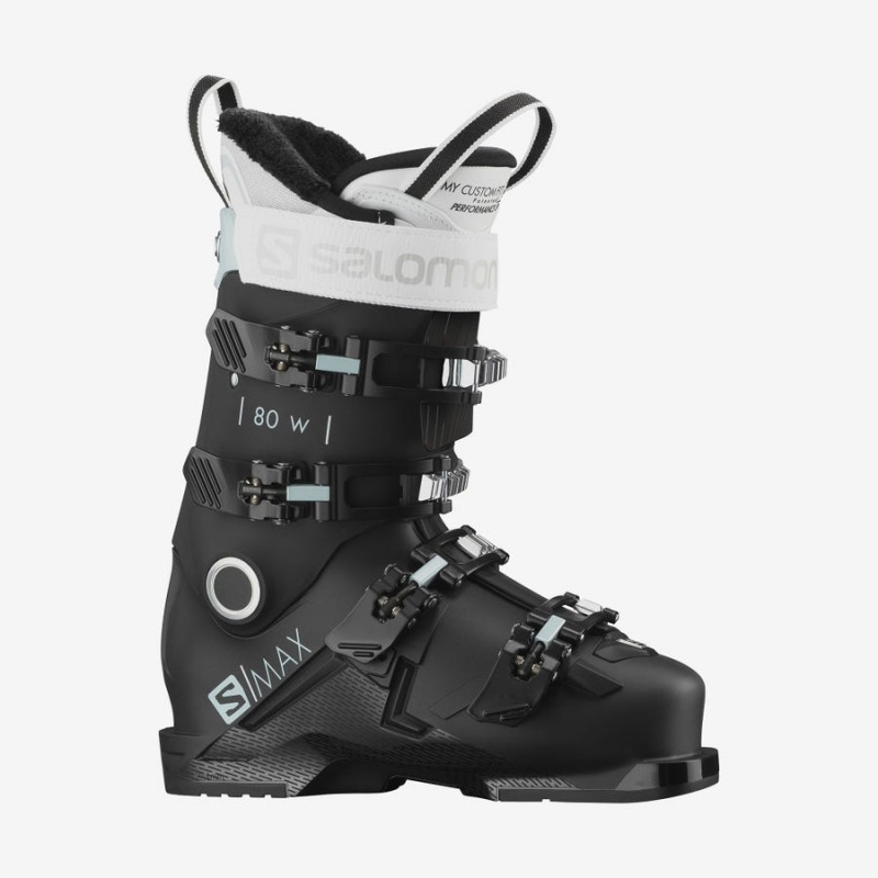 Women\'s Salomon S/MAX 80 Ski Boots Black / White | IN3547PJJ