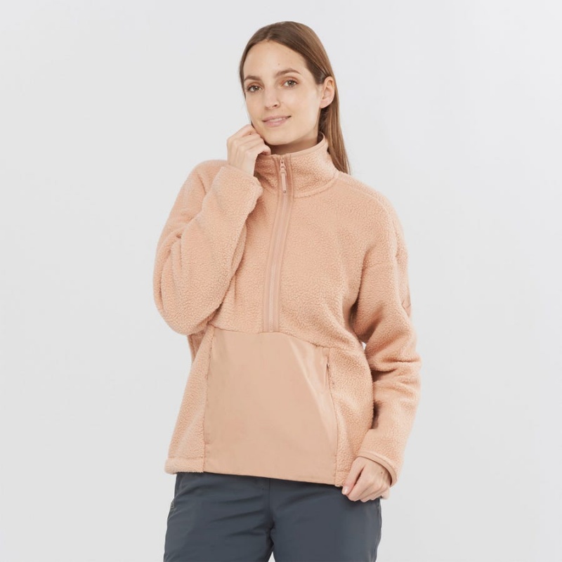 Women's Salomon SNOWSHELTER TEDDY Hoodie Pink | IN3115ZUT