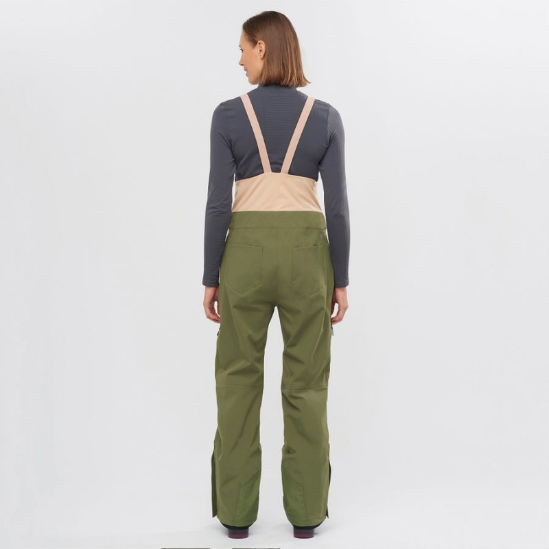 Women's Salomon STANCE 3L BIB Ski Pants Olive | IN3291DFM