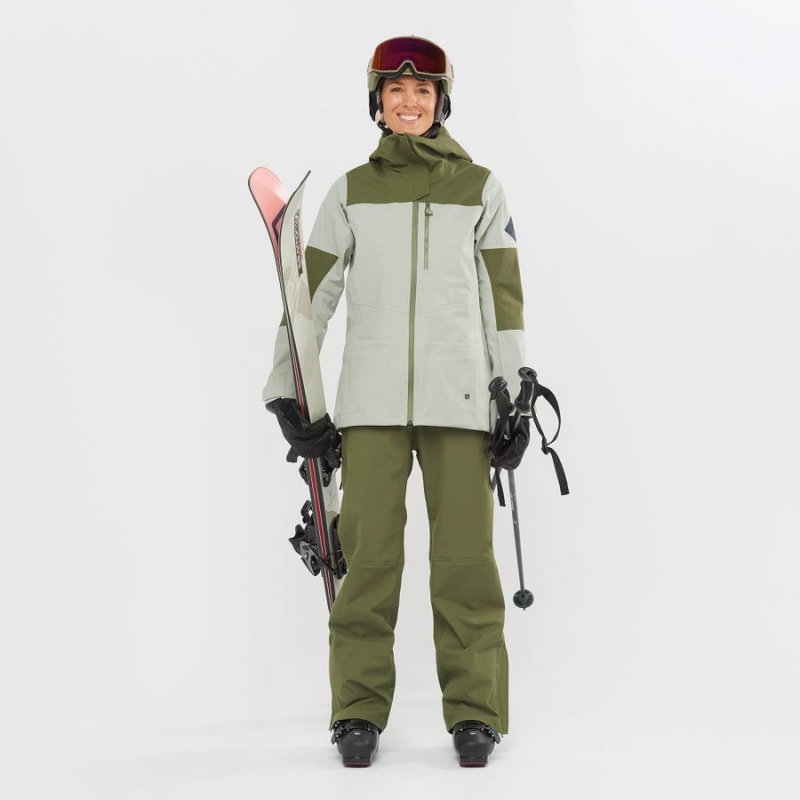 Women's Salomon STANCE 3L BIB Ski Pants Olive | IN3291DFM