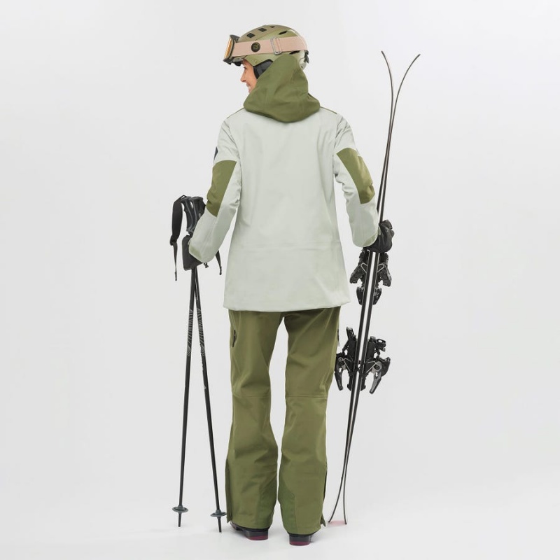 Women's Salomon STANCE 3L BIB Ski Pants Olive | IN3291DFM