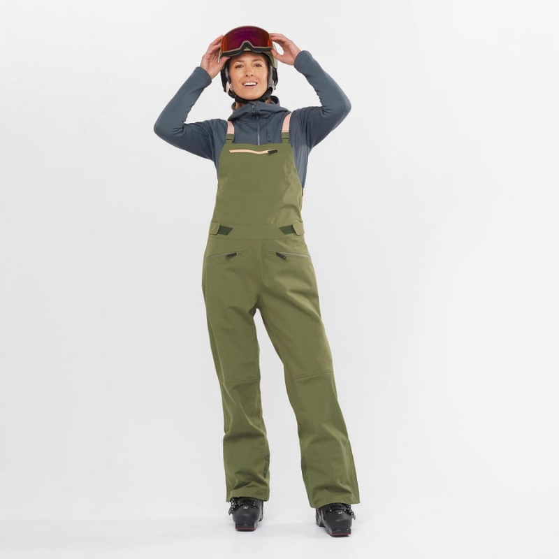 Women's Salomon STANCE 3L BIB Ski Pants Olive | IN3291DFM