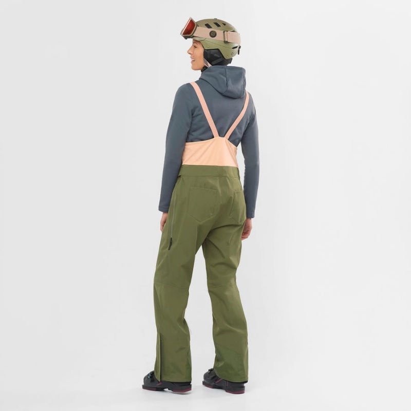 Women's Salomon STANCE 3L BIB Ski Pants Olive | IN3291DFM