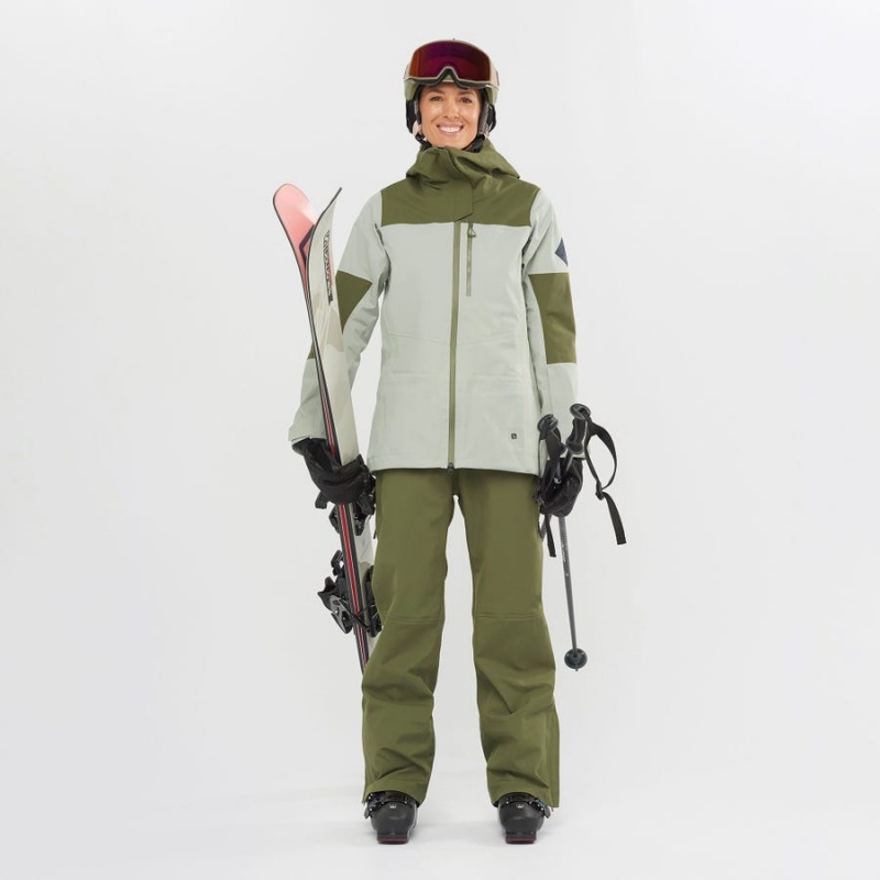 Women's Salomon STANCE 3L Ski Jackets Olive | IN3202WNB