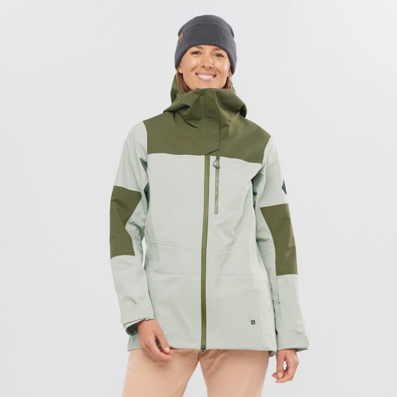 Women's Salomon STANCE 3L Ski Jackets Olive | IN3202WNB