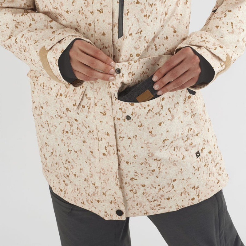 Women's Salomon STANCE CARGO Ski Jackets Beige | IN3215HAP