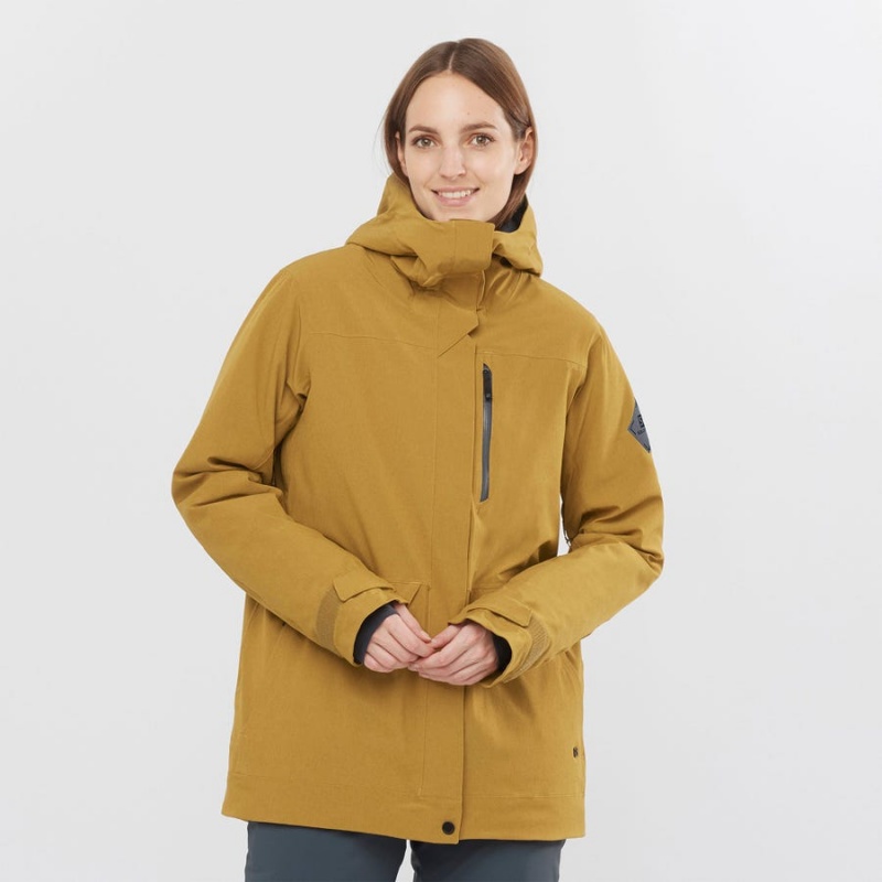 Women's Salomon STANCE CARGO Ski Jackets Brown | IN3216JPQ