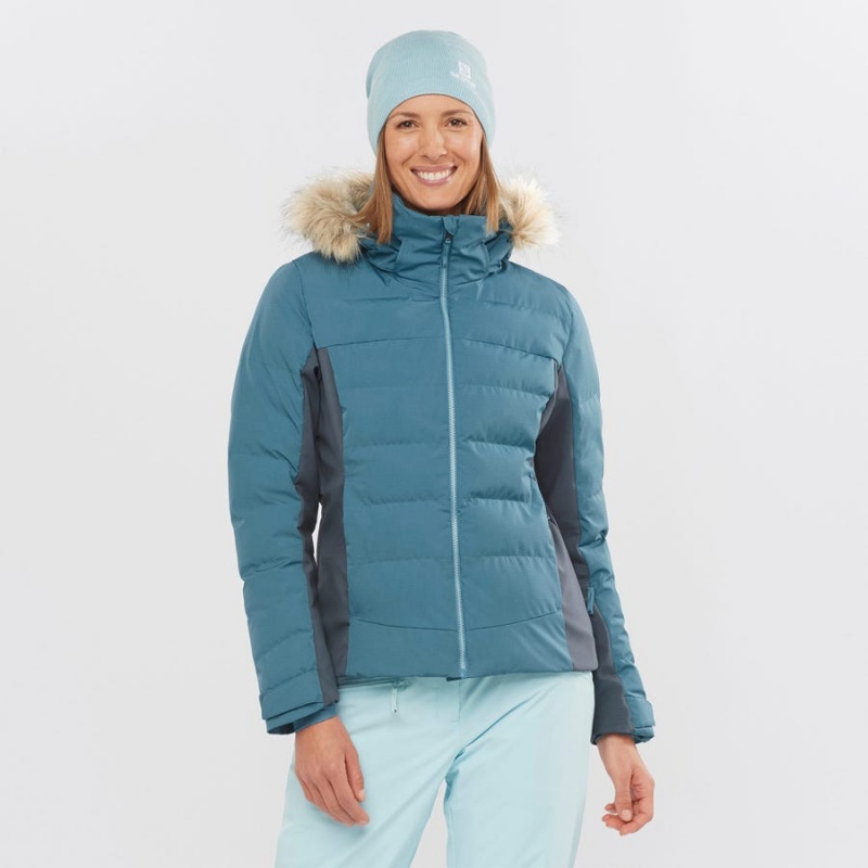 Women's Salomon STORMCOZY Ski Jackets Blue | IN3213FDN