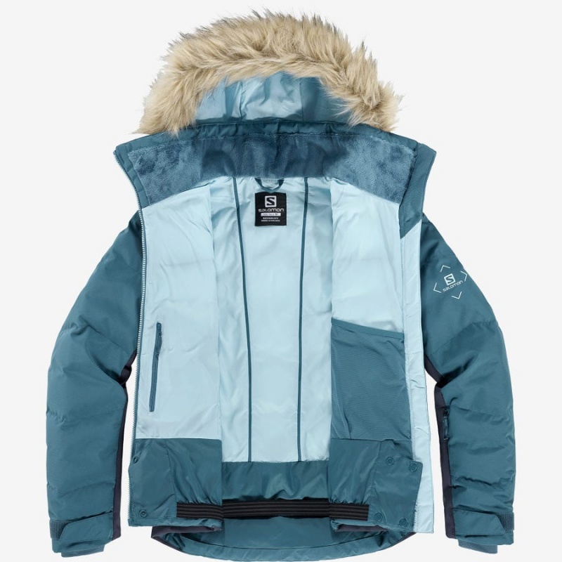 Women's Salomon STORMCOZY Ski Jackets Blue | IN3213FDN