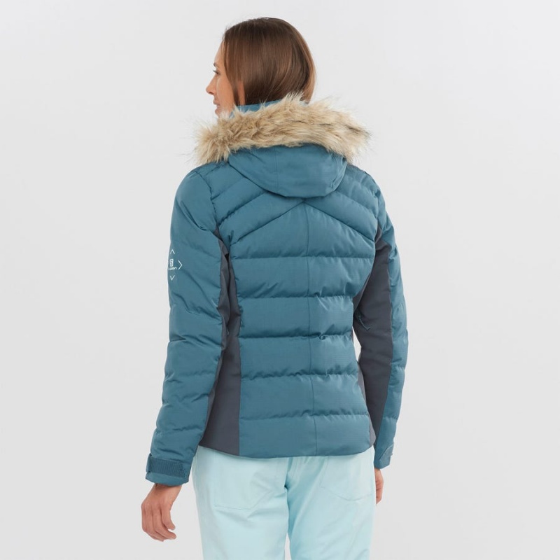 Women's Salomon STORMCOZY Ski Jackets Blue | IN3213FDN