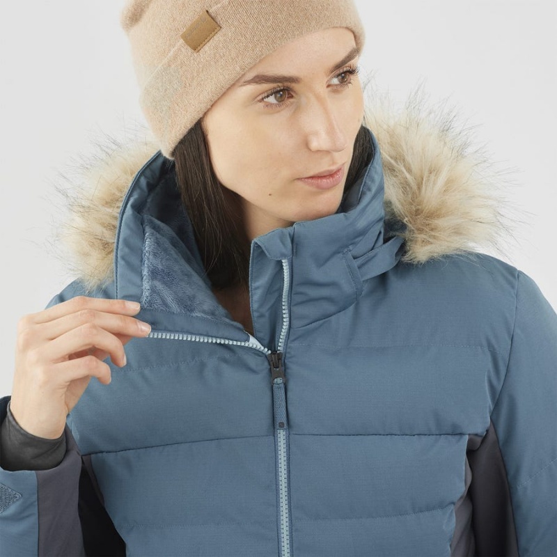 Women's Salomon STORMCOZY Ski Jackets Blue | IN3213FDN