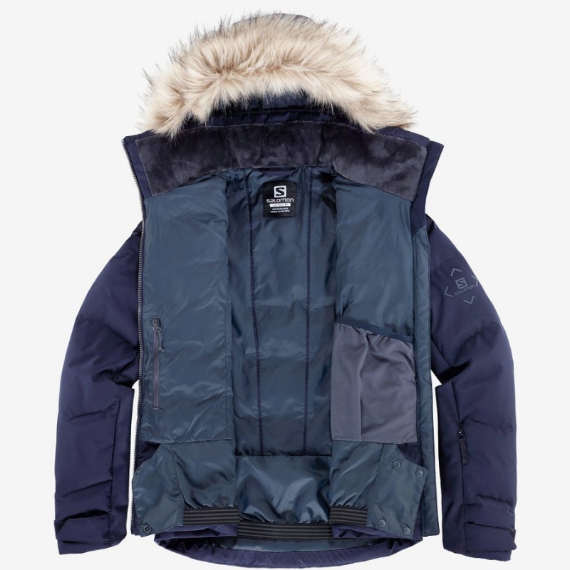 Women's Salomon STORMCOZY Ski Jackets Navy | IN3212DFM