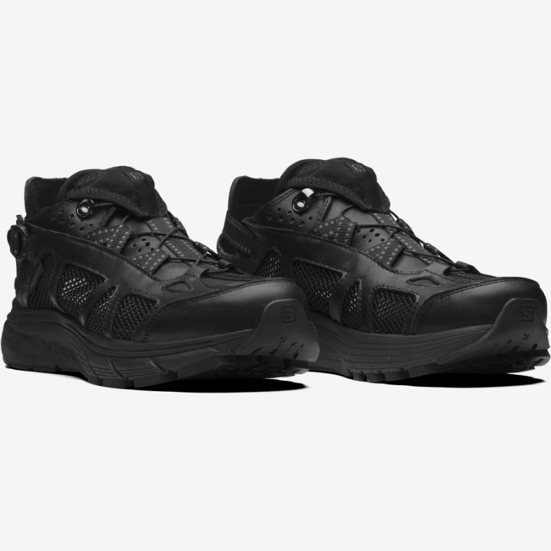 Women's Salomon TECHSONIC LEATHER ADVANCED Sneakers Black | IN2940MQZ