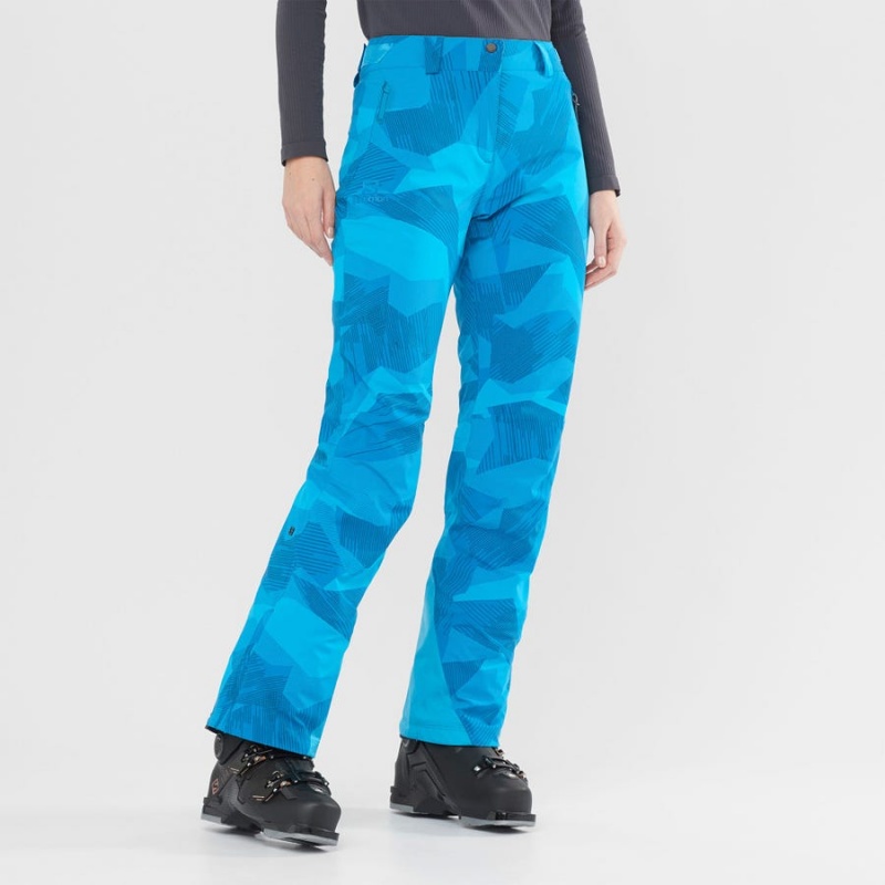 Women's Salomon THE BRILLIANT Ski Pants Blue / Black | IN3310FDN