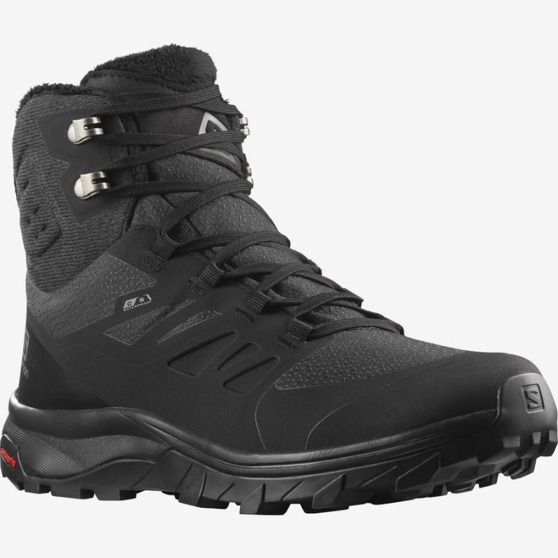 Women's Salomon WoOUTBLAST THINSULATE™ CLIMASALOMON™ WATERPROOF Hiking Shoes Black | IN2777LIS