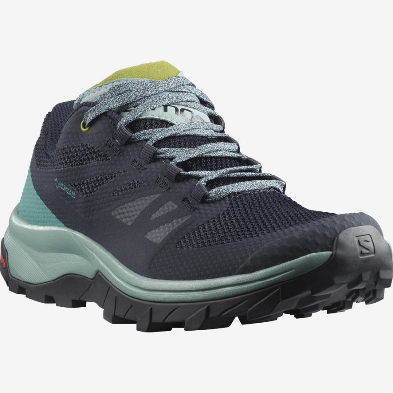 Women's Salomon WoOUTLINE GORE-TEX Hiking Shoes Black / Green | IN2829LIS