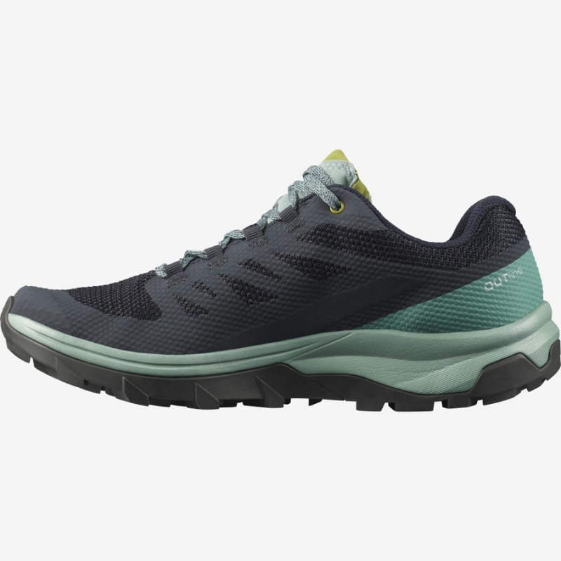 Women's Salomon WoOUTLINE GORE-TEX Hiking Shoes Black / Green | IN2829LIS