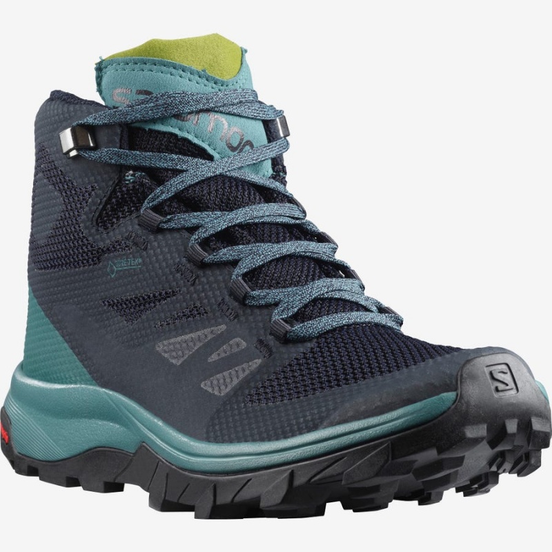 Women's Salomon WoOUTLINE MID GORE-TEX Hiking Shoes Black / Green | IN2834BEX