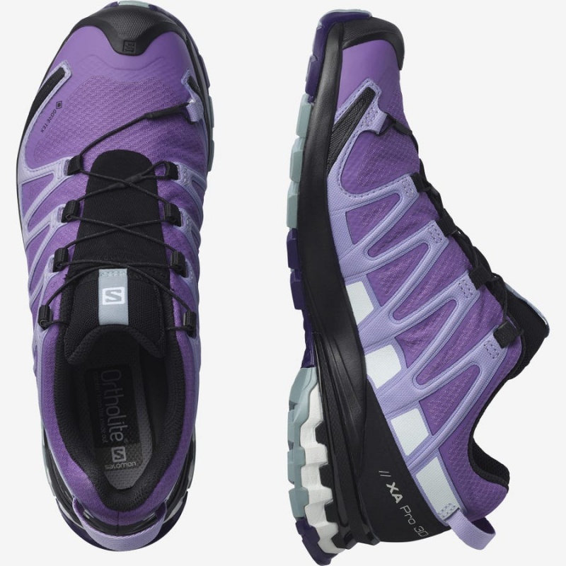 Women's Salomon WoXA PRO 3D v8 GORE-TEX Hiking Shoes Purple | IN2798GSO