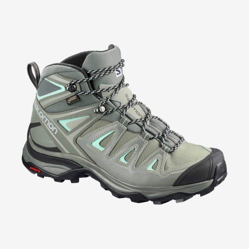 Women\'s Salomon WoX ULTRA 3 MID GORE-TEX Hiking Shoes Olive | IN2805CTV