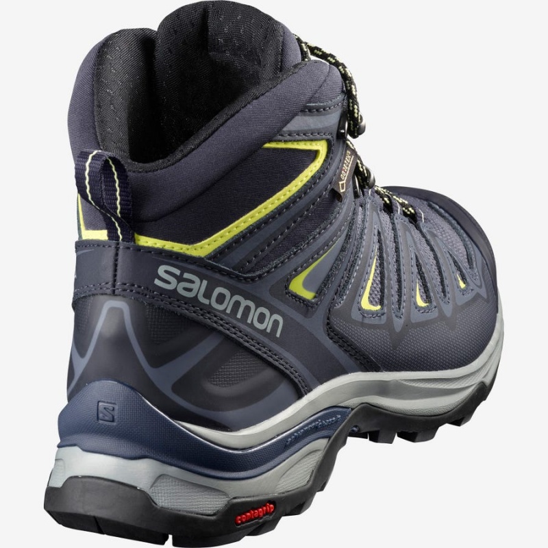 Women's Salomon WoX ULTRA 3 WIDE MID GORE-TEX Hiking Shoes Blue | IN2811WNB