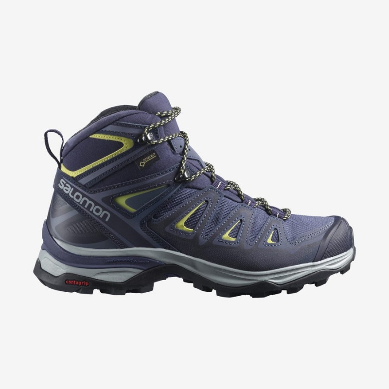 Women\'s Salomon WoX ULTRA 3 WIDE MID GORE-TEX Hiking Shoes Blue | IN2811WNB