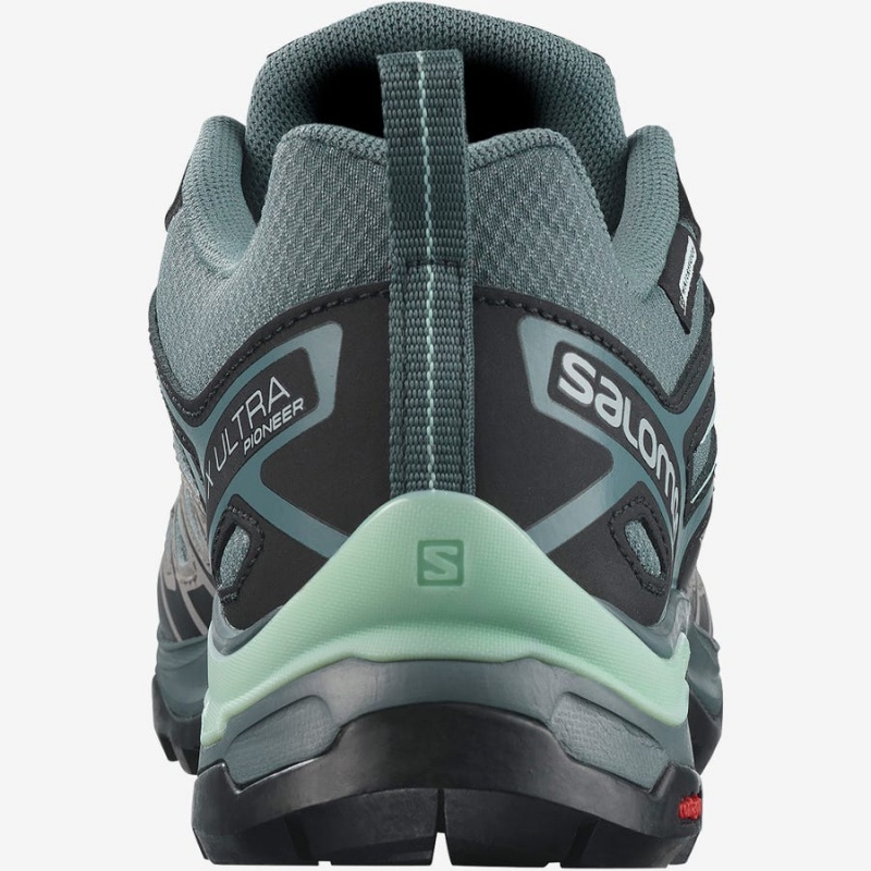 Women's Salomon WoX ULTRA PIONEER CLIMASALOMON™ WATERPROOF Hiking Shoes Green | IN2831XYU