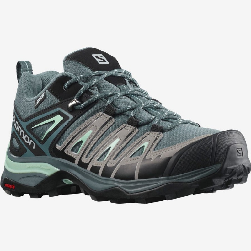 Women's Salomon WoX ULTRA PIONEER CLIMASALOMON™ WATERPROOF Hiking Shoes Green | IN2831XYU