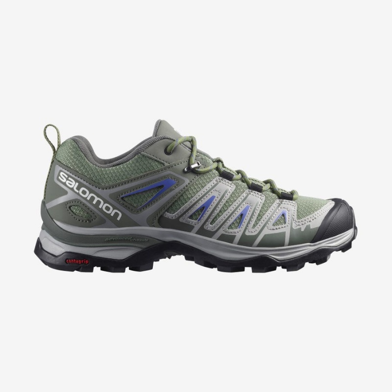 Women\'s Salomon WoX ULTRA PIONEER Hiking Shoes Green / Grey | IN2821AHK