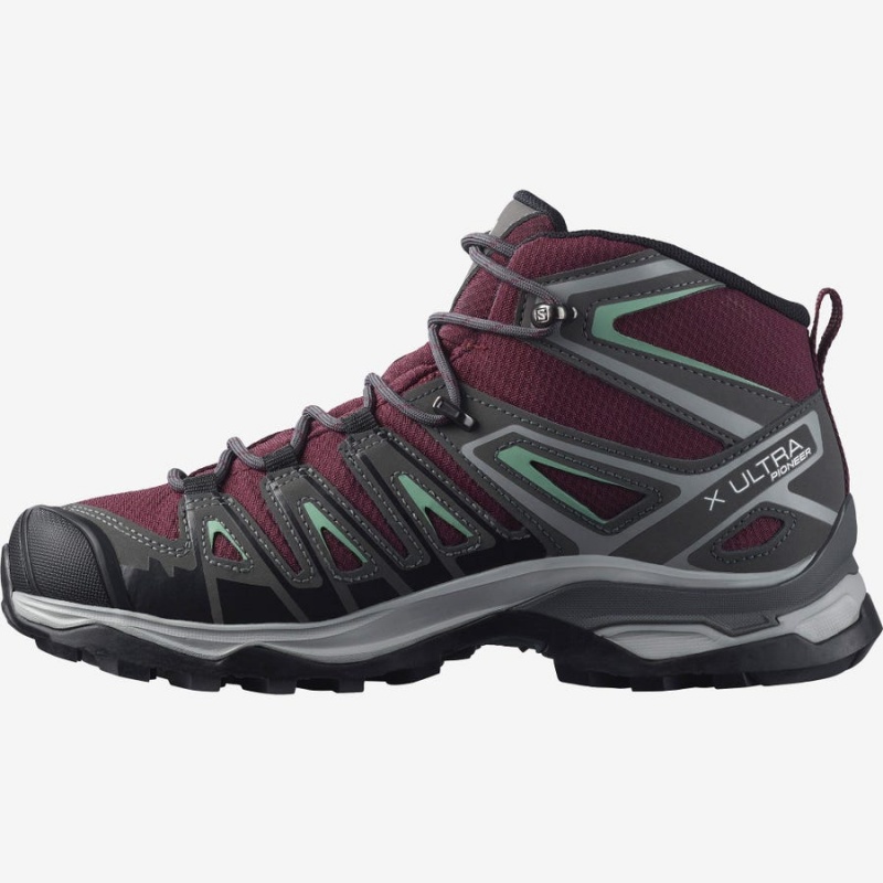 Women's Salomon WoX ULTRA PIONEER MID CLIMASALOMON™ WATERPROOF Hiking Shoes Red | IN2832CTV