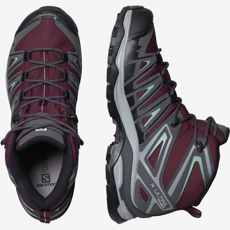 Women's Salomon WoX ULTRA PIONEER MID CLIMASALOMON™ WATERPROOF Hiking Shoes Red | IN2832CTV