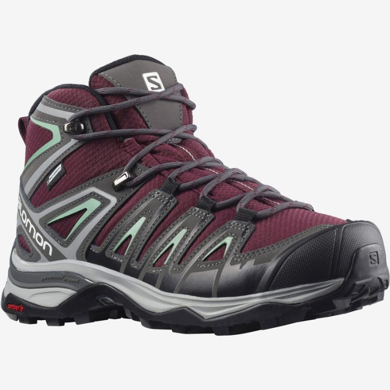 Women's Salomon WoX ULTRA PIONEER MID CLIMASALOMON™ WATERPROOF Hiking Shoes Red | IN2832CTV